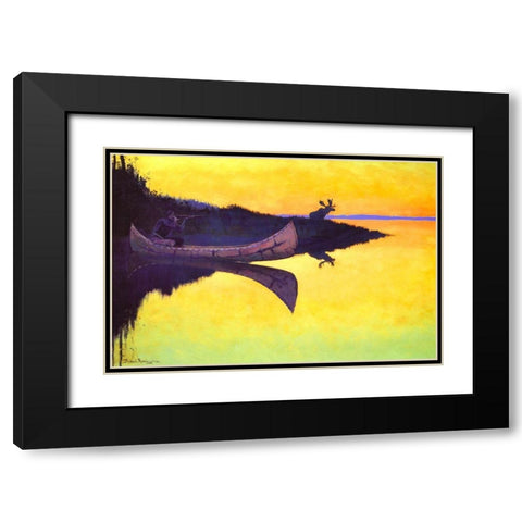 Coming to the Call Black Modern Wood Framed Art Print with Double Matting by Remington, Frederic