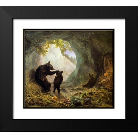 Bear and Cubs Black Modern Wood Framed Art Print with Double Matting by Beard, William Holbrook