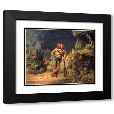 The Trapper Black Modern Wood Framed Art Print with Double Matting by Beard, William Holbrook