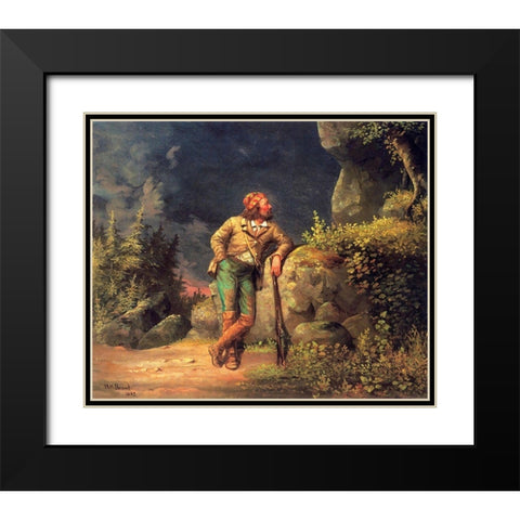 The Trapper Black Modern Wood Framed Art Print with Double Matting by Beard, William Holbrook