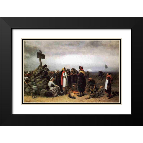 The Witches Convention Black Modern Wood Framed Art Print with Double Matting by Beard, William Holbrook