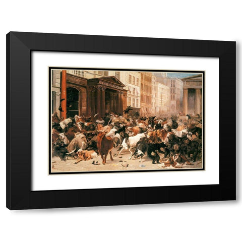 Bulls and Bears in the Market Black Modern Wood Framed Art Print with Double Matting by Beard, William Holbrook