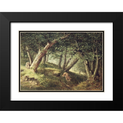 In the Forest Black Modern Wood Framed Art Print with Double Matting by Beard, William Holbrook