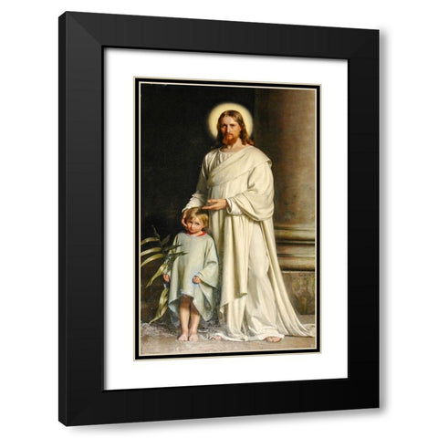 Christ and Child Black Modern Wood Framed Art Print with Double Matting by Bloch, Carl