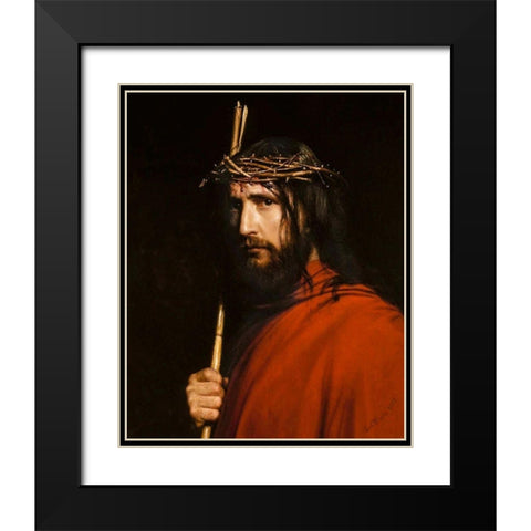 Christ with Thorns Black Modern Wood Framed Art Print with Double Matting by Bloch, Carl