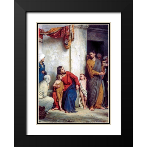 Suffer the Children Black Modern Wood Framed Art Print with Double Matting by Bloch, Carl