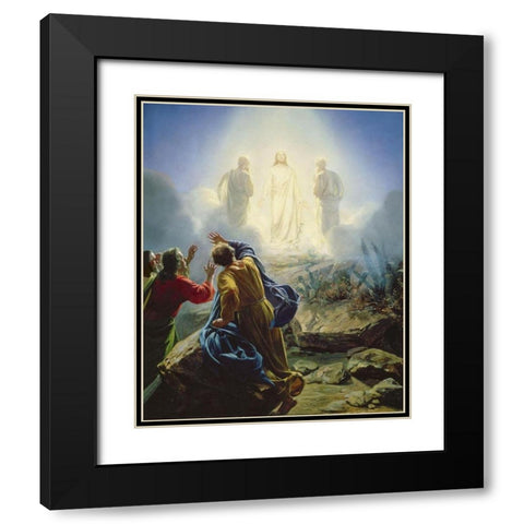 Transfiguration of Jesus Black Modern Wood Framed Art Print with Double Matting by Bloch, Carl