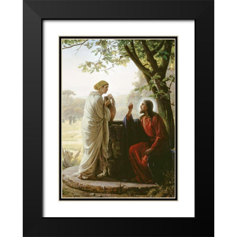 Woman at the Well Black Modern Wood Framed Art Print with Double Matting by Bloch, Carl