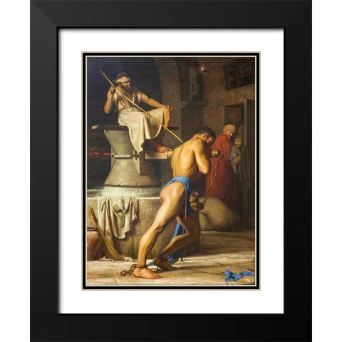 Samson and the Philistines Black Modern Wood Framed Art Print with Double Matting by Bloch, Carl