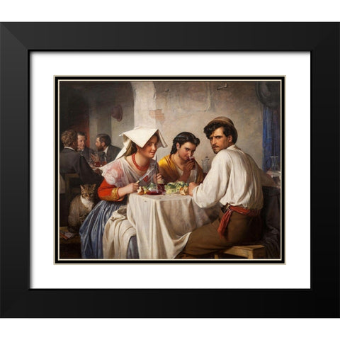 In a Roman Osteria Black Modern Wood Framed Art Print with Double Matting by Bloch, Carl