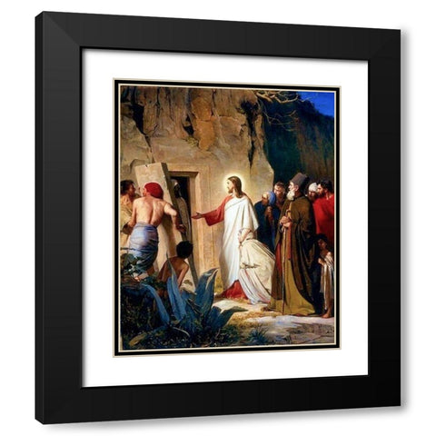 Raising of Lazarus Black Modern Wood Framed Art Print with Double Matting by Bloch, Carl