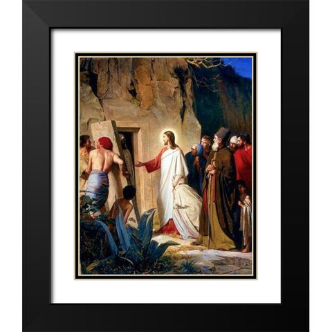 Raising of Lazarus Black Modern Wood Framed Art Print with Double Matting by Bloch, Carl