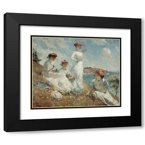 Summer Black Modern Wood Framed Art Print with Double Matting by Benson, Frank Weston
