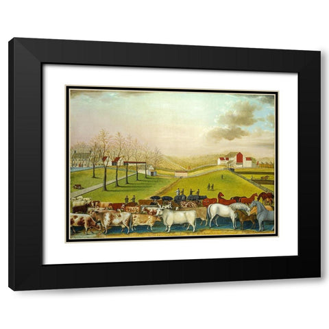 The Cornell Farm Black Modern Wood Framed Art Print with Double Matting by Hicks, Edward