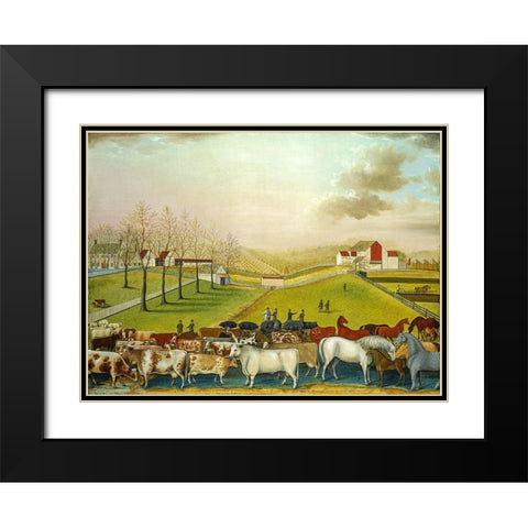 The Cornell Farm Black Modern Wood Framed Art Print with Double Matting by Hicks, Edward