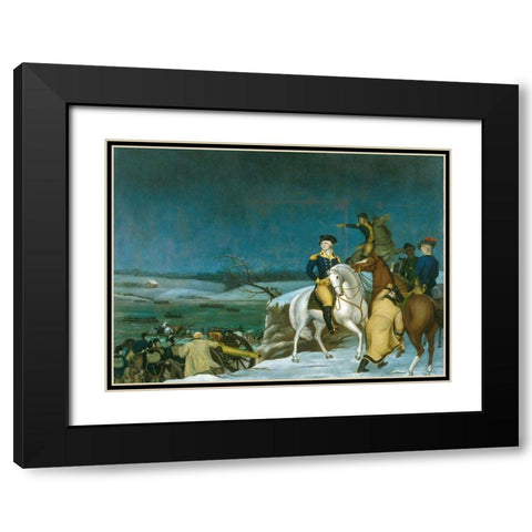 Washington at the Delaware Black Modern Wood Framed Art Print with Double Matting by Hicks, Edward