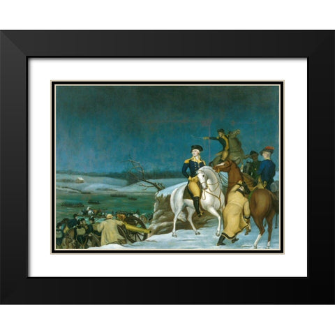 Washington at the Delaware Black Modern Wood Framed Art Print with Double Matting by Hicks, Edward
