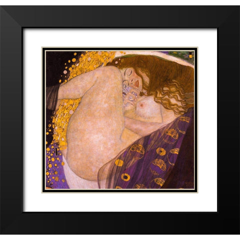 Danae Black Modern Wood Framed Art Print with Double Matting by Klimt, Gustav