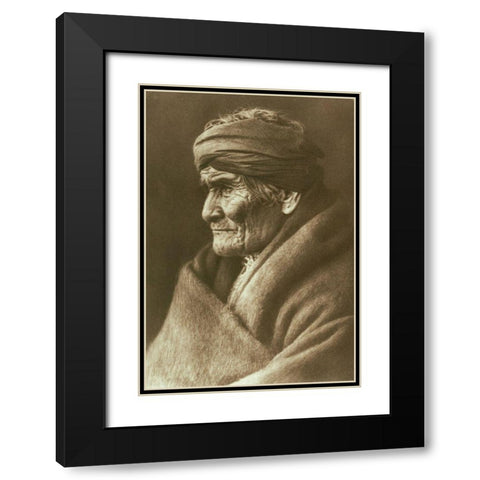 Geronimo, Apache Black Modern Wood Framed Art Print with Double Matting by Curtis, Edward S.
