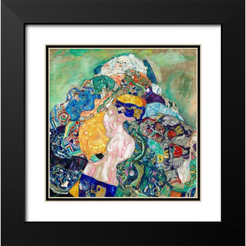 Baby Cradle Black Modern Wood Framed Art Print with Double Matting by Klimt, Gustav