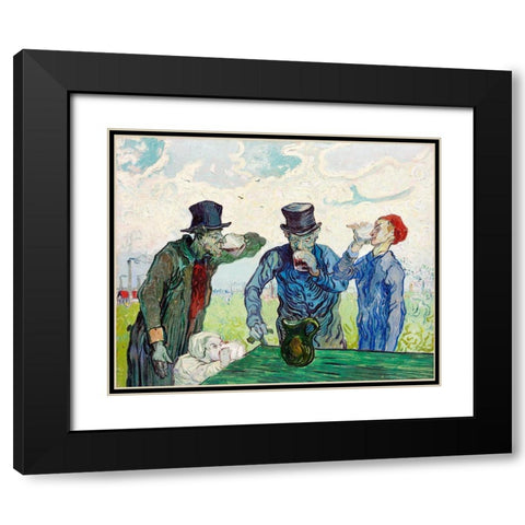 The Drinkers (1890) Black Modern Wood Framed Art Print with Double Matting by Van Gogh, Vincent