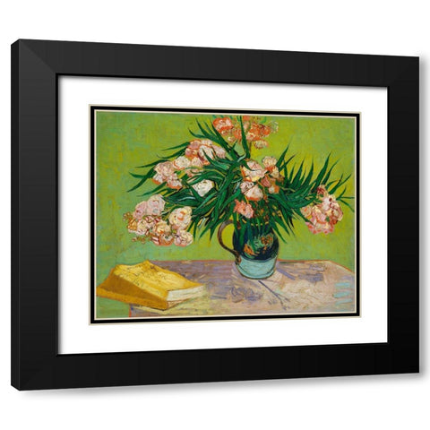 Oleanders (1888) Black Modern Wood Framed Art Print with Double Matting by Van Gogh, Vincent