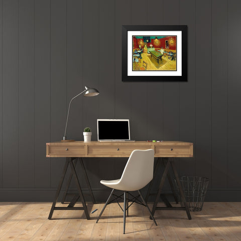 Le cafe de nuit (The Night Cafe) (1888) Black Modern Wood Framed Art Print with Double Matting by Van Gogh, Vincent