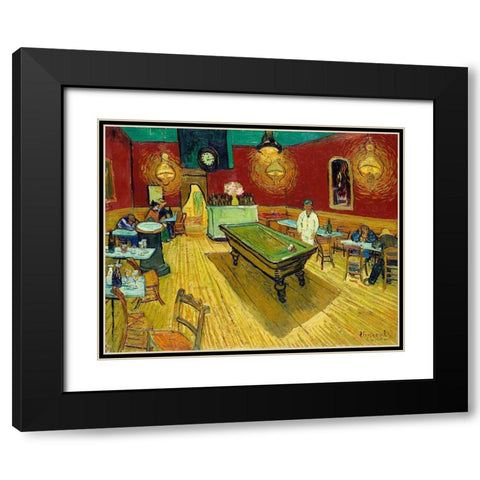 Le cafe de nuit (The Night Cafe) (1888) Black Modern Wood Framed Art Print with Double Matting by Van Gogh, Vincent