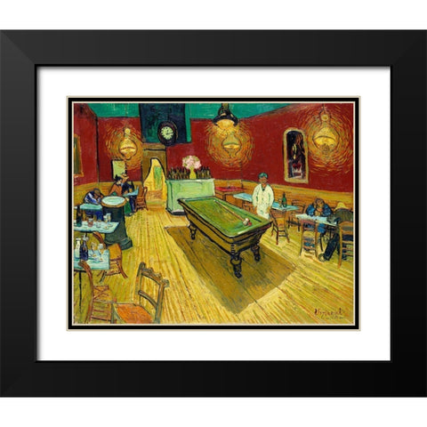 Le cafe de nuit (The Night Cafe) (1888) Black Modern Wood Framed Art Print with Double Matting by Van Gogh, Vincent