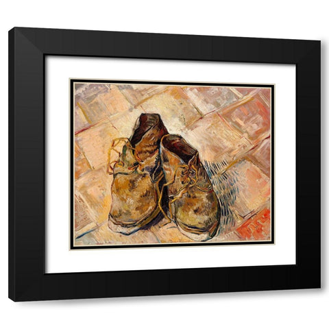 Shoes (1888) Black Modern Wood Framed Art Print with Double Matting by Van Gogh, Vincent