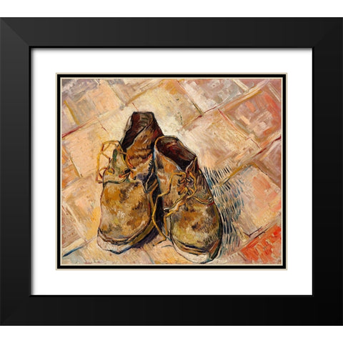 Shoes (1888) Black Modern Wood Framed Art Print with Double Matting by Van Gogh, Vincent