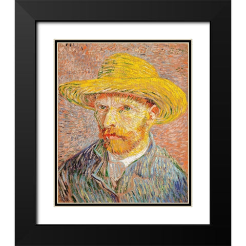 Self-Portrait with a Straw Hat (1887)Â  Black Modern Wood Framed Art Print with Double Matting by Van Gogh, Vincent