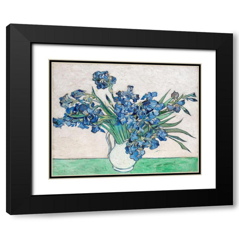 Irises (1890) Black Modern Wood Framed Art Print with Double Matting by Van Gogh, Vincent
