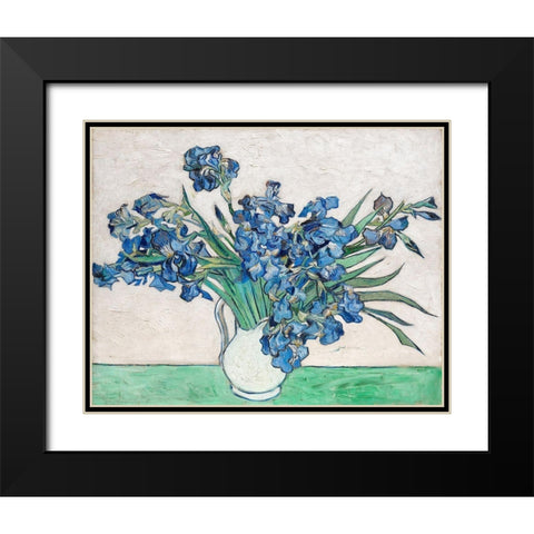 Irises (1890) Black Modern Wood Framed Art Print with Double Matting by Van Gogh, Vincent