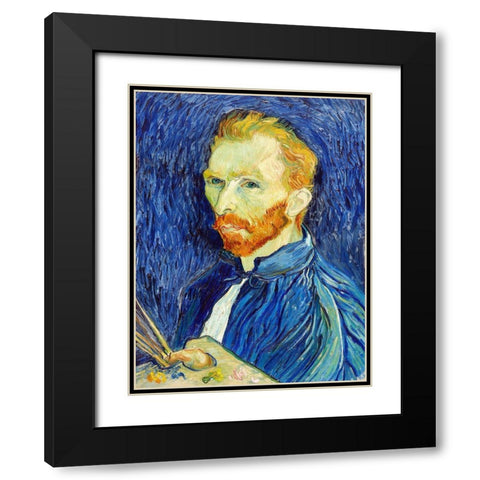 Self-Portrait (1889) Black Modern Wood Framed Art Print with Double Matting by Van Gogh, Vincent