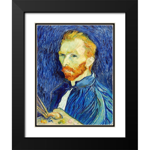 Self-Portrait (1889) Black Modern Wood Framed Art Print with Double Matting by Van Gogh, Vincent