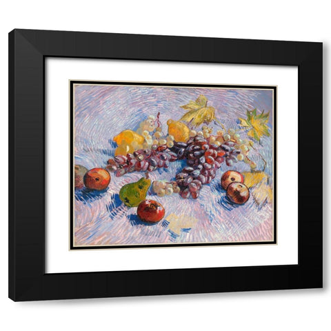 Grapes, Lemons, Pears, and Apples (1887) Black Modern Wood Framed Art Print with Double Matting by Van Gogh, Vincent