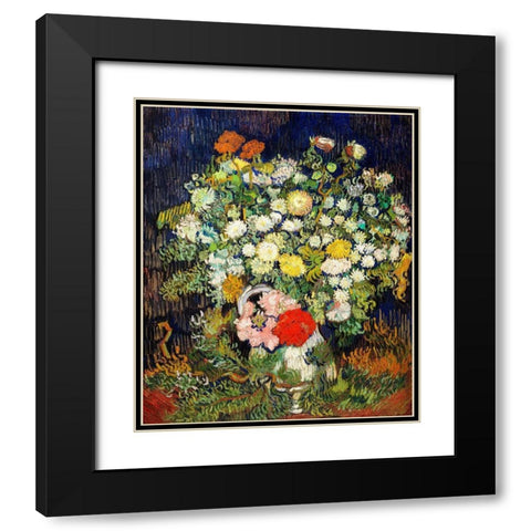 Bouquet of Flowers in a Vase (1890)Â  Black Modern Wood Framed Art Print with Double Matting by Van Gogh, Vincent