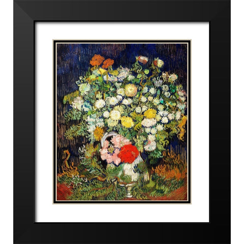 Bouquet of Flowers in a Vase (1890)Â  Black Modern Wood Framed Art Print with Double Matting by Van Gogh, Vincent