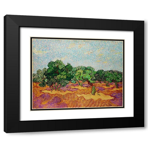Olive Trees (1889) Black Modern Wood Framed Art Print with Double Matting by Van Gogh, Vincent