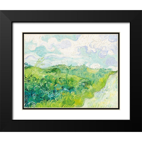 Green Wheat Fields, Auvers (1890)Â  Black Modern Wood Framed Art Print with Double Matting by Van Gogh, Vincent