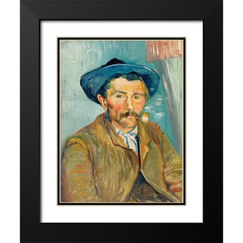 The Smoker (Le Fumeur) (1888) Black Modern Wood Framed Art Print with Double Matting by Van Gogh, Vincent