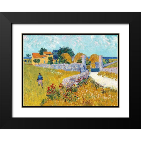 Farmhouse in Provence (1888) Black Modern Wood Framed Art Print with Double Matting by Van Gogh, Vincent