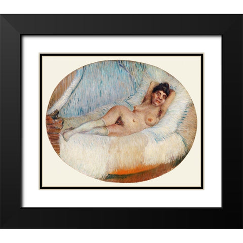 Reclining Nude (Femme nue Ã©tendue sur un lit) (1887) Black Modern Wood Framed Art Print with Double Matting by Van Gogh, Vincent