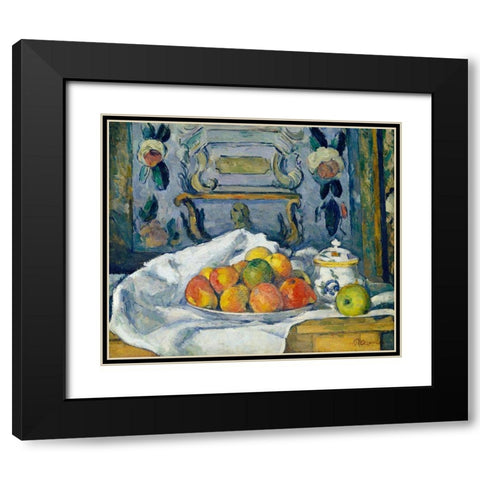 Dish of Apples Black Modern Wood Framed Art Print with Double Matting by Cezanne, Paul