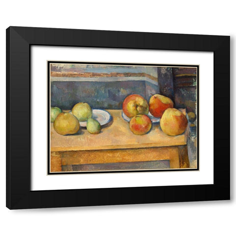 Still Life with Apples and Pears Black Modern Wood Framed Art Print with Double Matting by Cezanne, Paul
