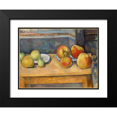 Still Life with Apples and Pears Black Modern Wood Framed Art Print with Double Matting by Cezanne, Paul