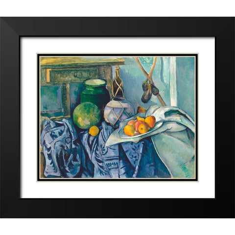 Still Life with Apples Black Modern Wood Framed Art Print with Double Matting by Cezanne, Paul