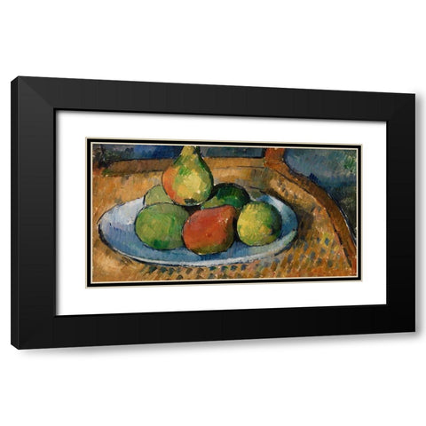 Plate of Fruit on a Chair Black Modern Wood Framed Art Print with Double Matting by Cezanne, Paul