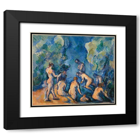 Bathers Black Modern Wood Framed Art Print with Double Matting by Cezanne, Paul